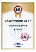 中国机械500强证书